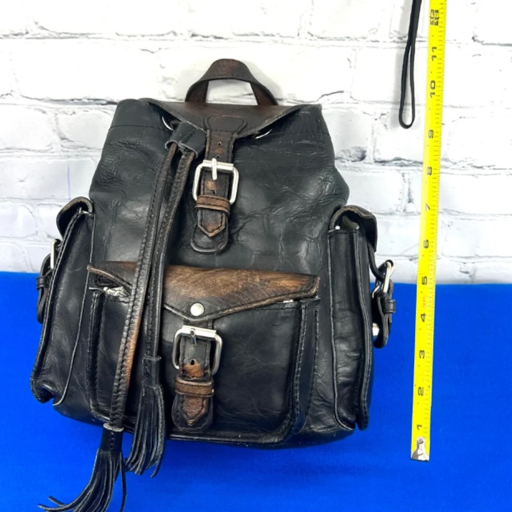 Freebird by Steven Black Leather Backpack with Brown Accents
